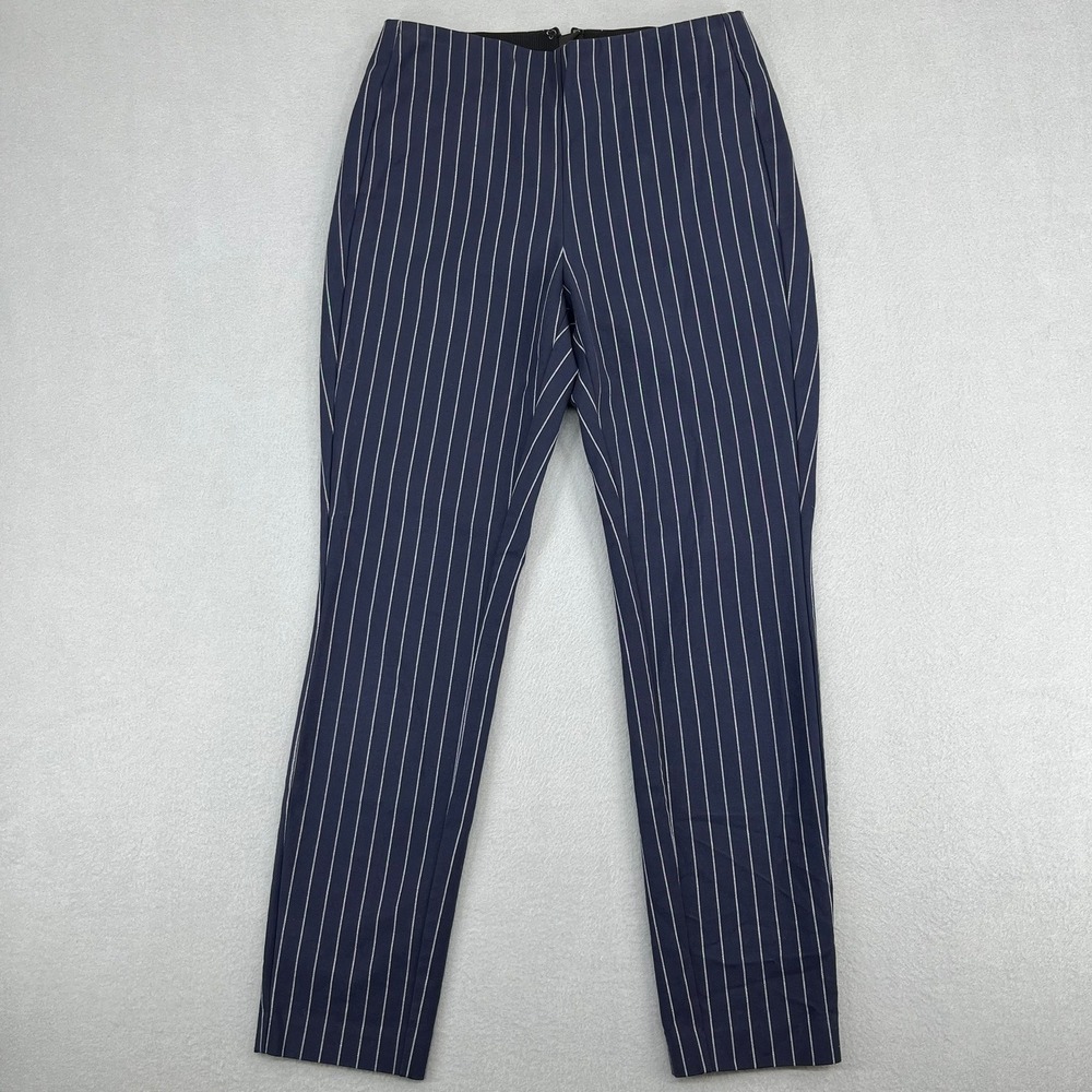 Rag & Bone Womens Navy Blue Pinstripe Slim Fit Trousers Pants Size 4 Back Zip